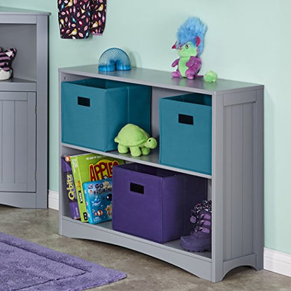 RiverRidge Kids Horizontal Bookcase with 2 Storage Book Shelves - Gray - color: Grey