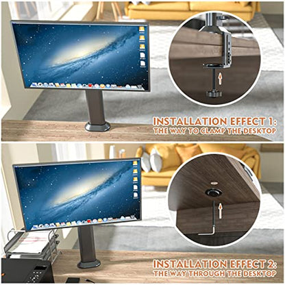 HEMUDU Single Desk Monitor Arm Mount Stand Fit for 13 inch to 32 inch Flat Curved Computer Screen with Swivel, Height Adjustable, Rotation,Holds up to 77lbs, Black - size: 13 inch - 32 inch