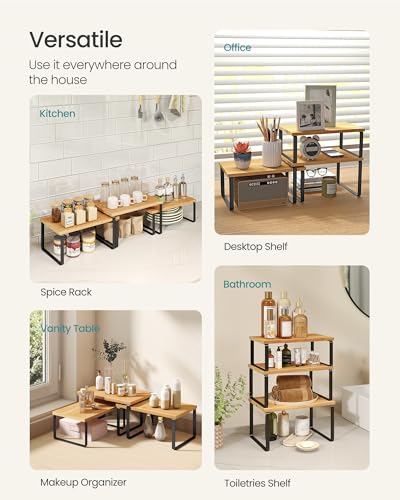 SONGMICS Cabinet Organizer Shelf, Set of 3 Spice Rack, Kitchen Storage | Hidden Litter Furniture, Discreet Cat House, Particleboard, MDF, 31.5x19.5x19.5 in, White, KADIN Collection UPCL013W01 - color: Ink Black + Natural Beige