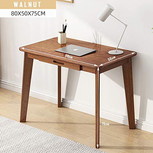 IOTXY Solid Wood Writing Desk - Home Office Laptop Computer Table, Walnut - color: Walnut, size: 80CM