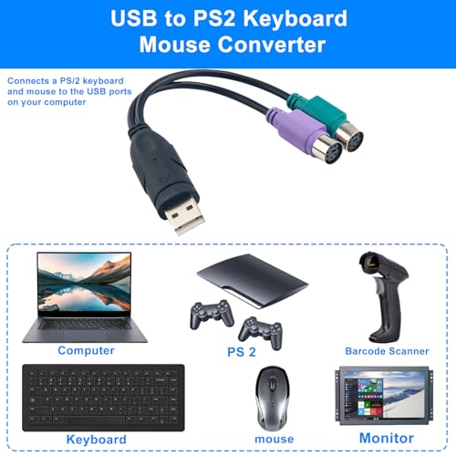 2pcs PS/2 to USB Adapter