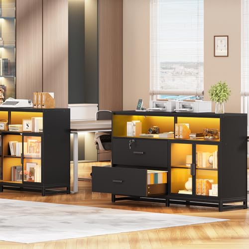 SEDETA 59" Filing Cabinet with Lock Drawers fits Legal Size for Home Office - color: Black, size: 59"