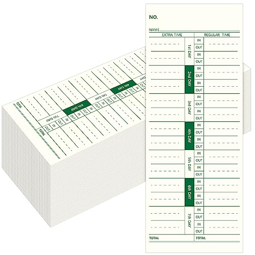 Chuangdi 1000 Pcs Time Cards 1 Side Time Clock Cards 3.5 x 9 Inches