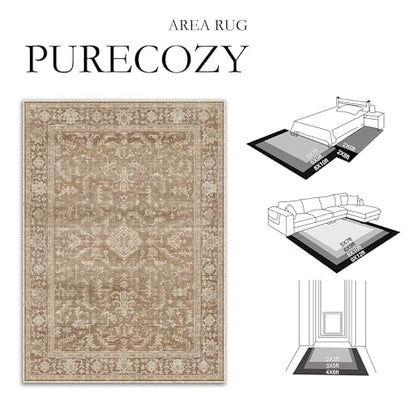 2x3 Brown Entryway Rug Vintage Area Carpet Indoor Kitchen Washable Door Mat Entrance Small Low Pile Traditional Distressed Retro Accent Throw Boho Rug Non Slip Office Bathroom