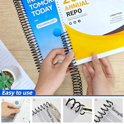 Rayson 19mm Plastic Spiral Coil Binding 3:1 Pitch, 3/4 inch, 160 Sheets Capacity Black Coil Binding Spines - Versatile for Office and Educational Tasks, Pack of 50 - size: 3/4" (160 Sheets Capacity)