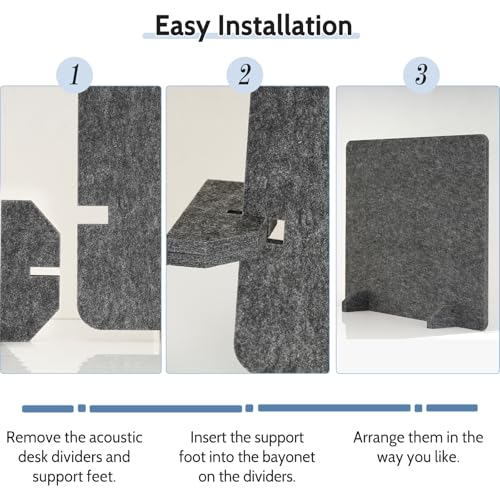 2 Pack Acoustic Desk Dividers, 24" x 20" (Dark Gray) | Freestanding Privacy Panels Set with Noise - Reducing Design Cubicle Sound Proof, Ideal for Office, Classroom, and Home - color: Dark Gray, size: 2 Pack