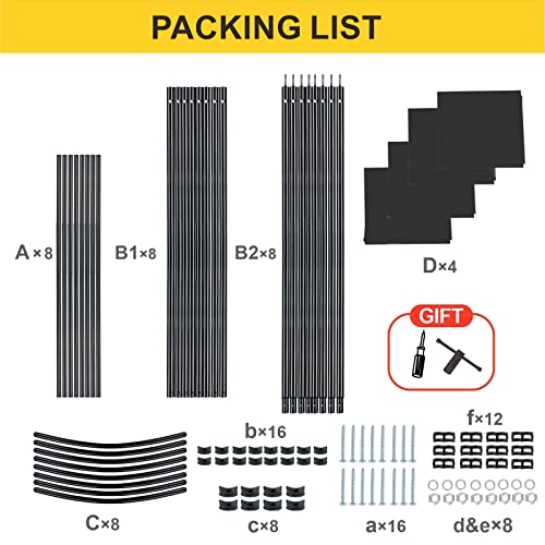 MAYOLIAH 4 Panel Privacy Screen Room Dividers 6FT Tall Portable Office Wall - color: Black, size: 34"-4 Panel-Arc Base