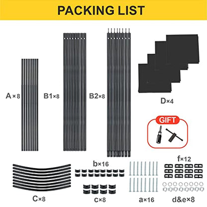 MAYOLIAH 4 Panel Privacy Screen Room Dividers 6FT Tall Portable Office Wall - color: Black, size: 34"-4 Panel-Arc Base