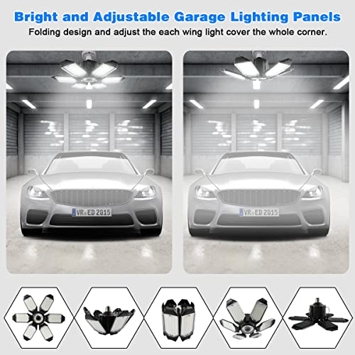 Garage Lights - 2Pack Super Bright 32000LM LED Garage Ceiling Light 6500K LED Shop Light w/ 6 Deformable Panels Screw in E26/E27 Socket Light Bulbs for Workshop Storage Warehouse Attic - size: 160W - 2Pack