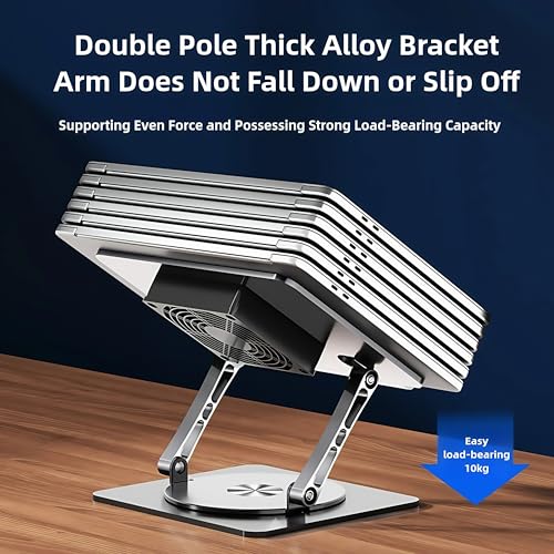 Adjustable Laptop Stand with Cooling Fan & 360 Rotating Base - size: Extra Large
