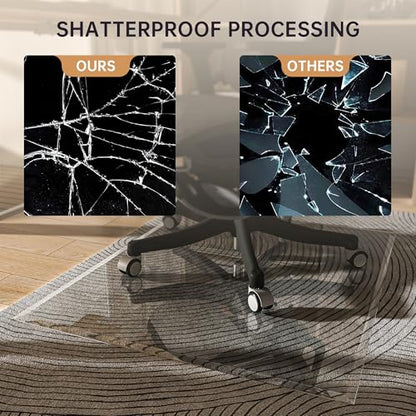 [Tempered Glass] 36“ x 36” Beveled Edge Glass Chair Mat with Polished Edge Clear Office Chair Mat, Glides Smoothly, Suitable for Carpet or Hardwood Floors - size: 36“x36”