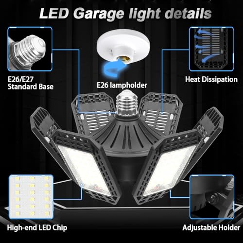 AUDLES Garage Lights 2 Pack, Garage Lights Ceiling LED 20000LM 6500K - size: Standard 200W-2PACK