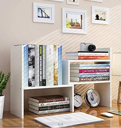 Adjustable Desktop Bookshelf & Desk Organizer Shelf, Counter Top Free Style Display Shelf Rack, Office Supplies Storage Shelf for Desk, Small Desk Hutch Top of Desk Organizers and Accessories