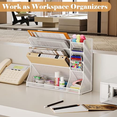 Jakyitvi Adjustable 5 Tiers Wall File Organizer Metal Hanging Holder White - color: White