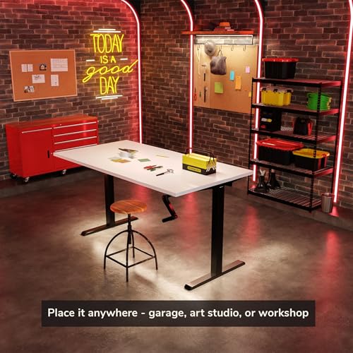 Mount-It! Hand Crank Standing Desk, 55" One-Piece White Top, 132 lbs - color: White