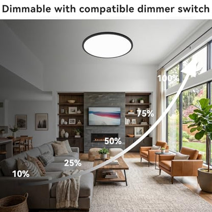 hepside 15.8INCH Big Dimmable Flush Mount Ceiling Light Fixture Black, 3CCT 3000/4500/6000K Ceiling Lamp, 36W 4200LM Super Bright Low Profile Light for Bedroom, Kitchen, Bathroom, Hallway - color: Black, size: 15.8Inch-1pack
