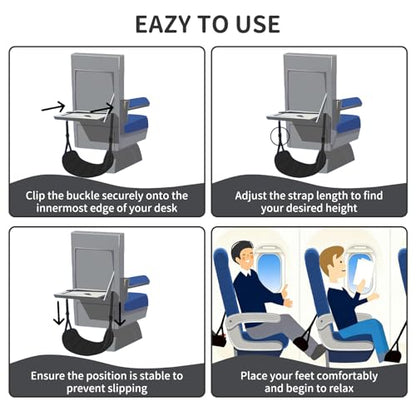 Airplane Foot Hammock for Flight, Adjustable Foot Rest Under Desk, Portable Wide Foot Support for Long Trips & Office, Travel Essentials, Best Airplane Gadgets & Travel Gifts (2 PC) - size: 2 Pack