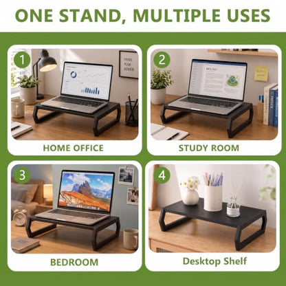 Wenqik Solid Pine Wood Laptop Riser, 14.2" Wooden Laptop Stand for Desk - style: Hexagonal Design