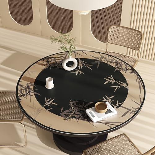 Retro Round Table Cover Protector, Waterproof PU Leather Table Mat Tablecloth Pad for Dining Coffee Table Writing Desk(K,50cm(20in)) - color: K, size: 50cm(20in)