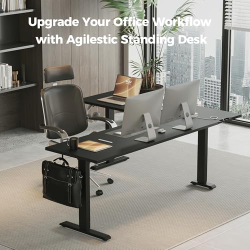 Agilestic L Shaped Electric Standing Desk Adjustable Height, 75 Inch, Black - color: Black, size: 75 x 61 Inch