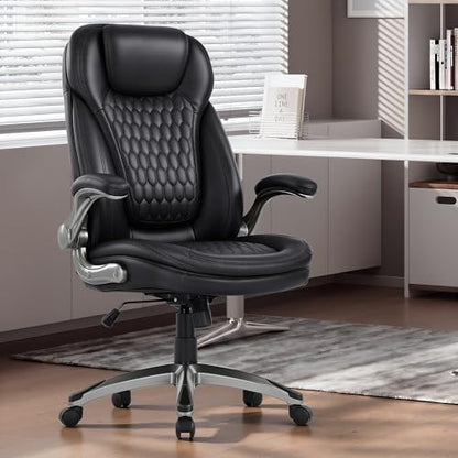 Executive Office Chair-Ergonomic Computer Desk Chair, High Back Leather Chair Swivel Home Office Chair Set of 2, Black - color: Black, size: set of 2