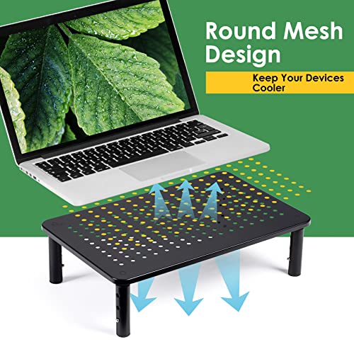 DOLALIKE 2 Pack Desktop Riser, 3 Height Adjustable Monitor stands for 2 Monitors, PC, Computer, Printer, iMac, Desktop Monitor Stand with Ventilated Platform for Airflow