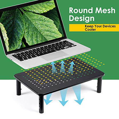 DOLALIKE 2 Pack Desktop Riser, 3 Height Adjustable Monitor stands for 2 Monitors, PC, Computer, Printer, iMac, Desktop Monitor Stand with Ventilated Platform for Airflow