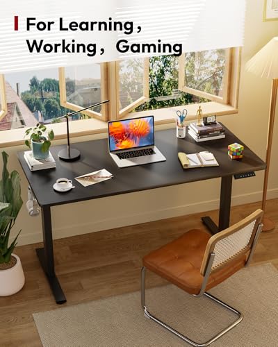 SANODESK 63x32'' Large Height Adjustable Ergonomic Electric Standing Desk | Stand Up Desk Home Office Computer Workstation Extra Large Sit Stand Desk with Splice Board (Black Frame + Black Top) - color: Black Frame+ Black Top, size: 63x32"