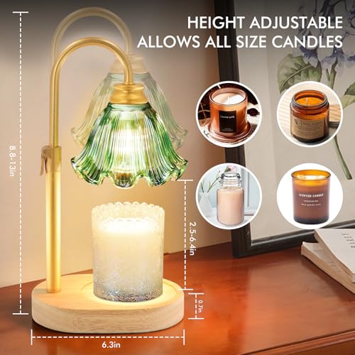 Candle Warmer Lamp with Timer,Birthday Gifts for Women| Dimmable and Height Adjustable Candle Wax Melts Warmer for Scented Jar Candles, Home Fragrance Decor, Christmas and Housewarming Gifts - color: Lily-Green