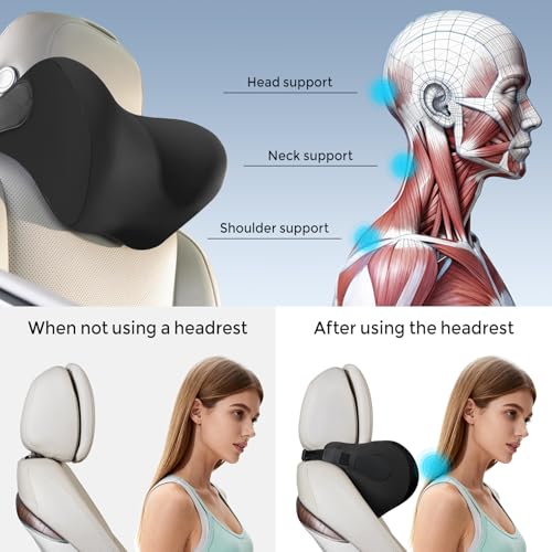BEBAS Ergonomic Car Headrest Pillow, Memory Foam Neck Support, Black - color: Black