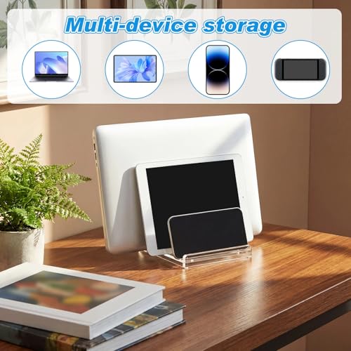 Chunful Vertical Laptop Stand Holder Organizer Plastic Adjustable Desktop Notebook Dock Space, Saving 4 in 1 for Notebook Computer, All Gaming Laptops up to 17'' - color: Clear, style: 4 in 1