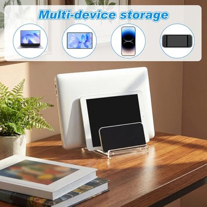 Chunful Vertical Laptop Stand Holder Organizer Plastic Adjustable Desktop Notebook Dock Space, Saving 4 in 1 for Notebook Computer, All Gaming Laptops up to 17'' - color: Clear, style: 4 in 1