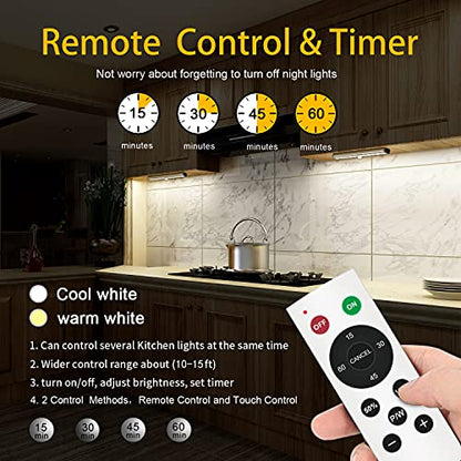 Remote Control Under Cabinet Lighting Wireless 6 Pack, 20-LED Dimmable Closet Lights Rechargeable Under Counter Light, Stick on Touch Night Light Strip Bar for Kitchen Stairway Bedroom, 3 Colors - size: 6 Pack