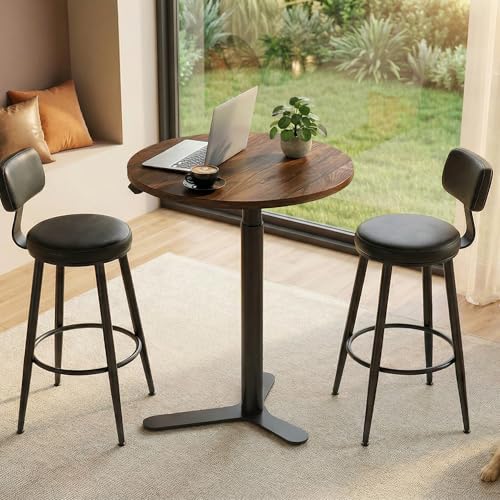 FLEXISPOT Gas Spring Lift Sit-to-Stand Table,20" Round Bar Table - color: Walnut, size: 20‘’