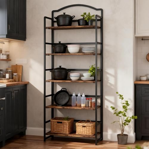 JSB 5 Tier No Assembly Folding Bookshelf, Arched Bookshelf, Foldable Bookcase for Living Room, Bedroom, Office,Skinny Bookshelf (Fire Brown) - color: Fire Brown, size: 5-Tier