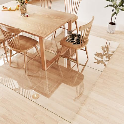 Tempered Glass Chair Mat for Carpet 80"x48", Floor Protector | Ultra Clear Office Chair Mat for Hardwood Floors & Carpets, Heavy Duty 0.2" Scratch-Resistant Surface with Non-Slip Pads - size: 80"x48"