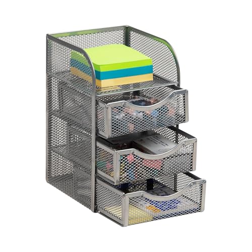 Mind Reader Desktop Accessory Storage, Paper Binder Clip Basket, Workspace, Office, Metal Mesh, 4.75"L x 5"W x 8"H, Silver - color: Silver