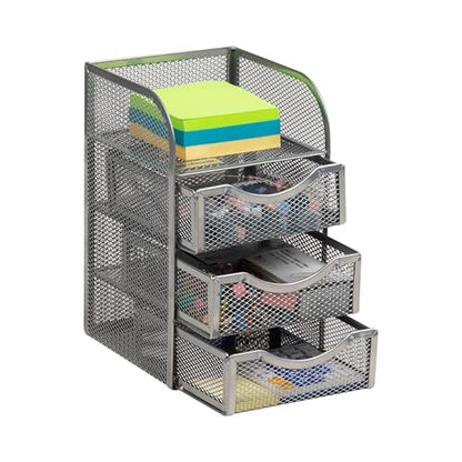 Mind Reader Desktop Accessory Storage, Paper Binder Clip Basket, Workspace, Office, Metal Mesh, 4.75"L x 5"W x 8"H, Silver - color: Silver
