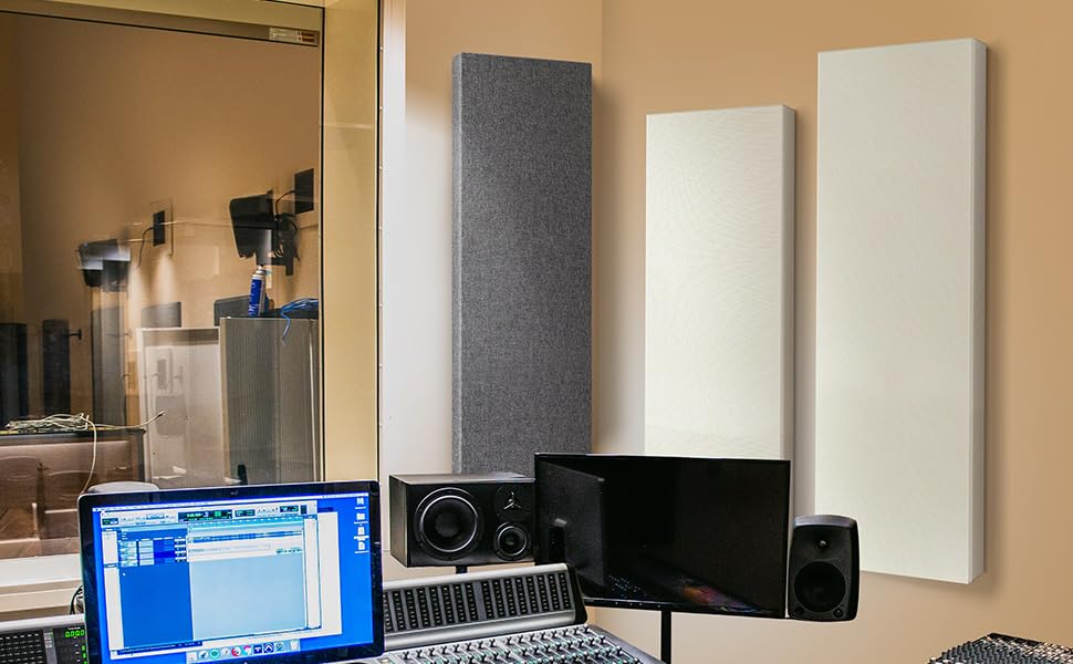 2 Pack Fiberglass Acoustic Panels 48"x12"x2" Soundproof Panels, Off White - color: Off White