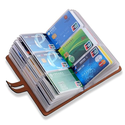 RFID Credit Card Holder Organizer, Leather Business Card Organizer with 96 Card Slots, Business Card Book to Keep Cards Neatly Organized and Prevent Jumbling, Loss, or Damage (Black) - color: Black