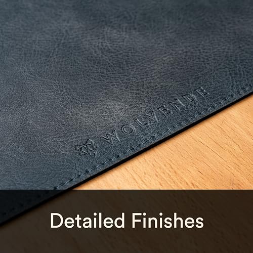 Premium Distressed Faux Vegan Leather Desk Mat | Multifunctional Desk Pad for Home Office | (Black/Grey, 12" x 36") | Hard-wearing distressed vegan leather, desk & mouse pad for writing, gaming, home office and everyday desk protection - color: Black/Grey