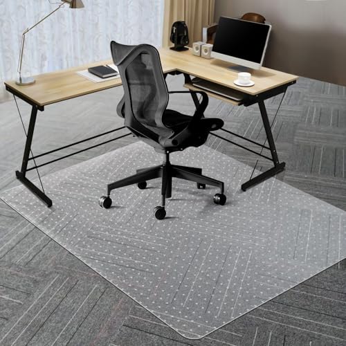 Vicwe Office Chair Mat for Carpeted Floors, 60"X48" Chair Mats with Studs | Large Carpet Protector Floor Mats for Low and No Pile Carpet, Easy Glide Computer Desk Chair Mat for Home & Office, Clear - color: Clear, size: 60" x 48" (for low-pile carpet)