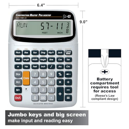 Calculated Industries 44080 Construction Master Pro-Desktop Advanced Construction Math Feet-Inch-Fraction Calculator with Trig Tool for Architects, Estimators, Contractors, Builders and Remodelers | Advanced Construction Math, Feet-Inch-Fraction, Trig Too