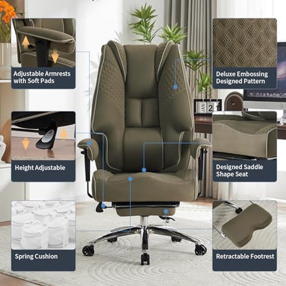 EXCEBET Big and Tall Office Chair 400lbs Wide Seat, Mesh High Back Executive Office Chair with Foot Rest, Ergonomic Chairs Lumbar Support for Lower Back Pain Relief (Mesh Light Green) - color: Mesh Light Green