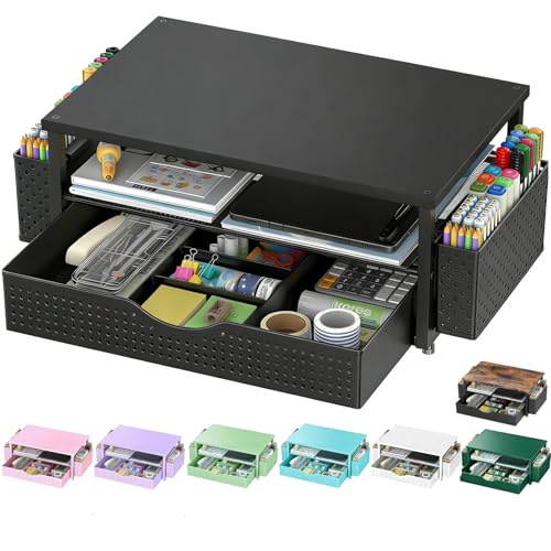 Spacrea Desk Organizers and Accessories, Printer Stand with Storage, Black - color: Black