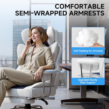 GTPLAYER Gaming Chair,Office Chair with Pocket Spring Lumbar Support, Ergonomic Comfortable Wide Office Desk Computer Chair with Outward Fixed Soft Armrests and Footrest (Fabric, Light Blue & White) - color: Light Blue White