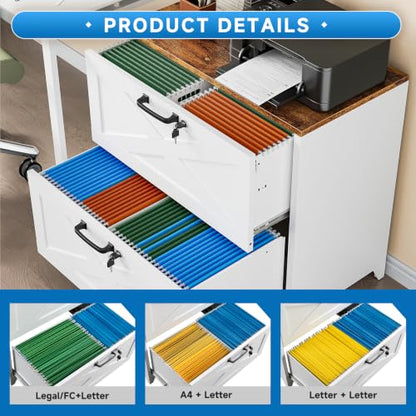 BYNSOE 2 Drawer Lateral File Cabinet Metal Filing Cabinet with Lock Office Home Steel Lateral File Cabinet for A4 Legal/Letter Size Lockable Wide Metal Cabinet,Assembly Required - color: White, size: 2 Drawers-2