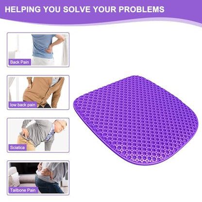 Large Gel Seat Cushion for Long Sitting with Non-Slip Cover, Soft & Breathable, Seat Cushion for Chair, Car, Office, Desk Chair, Wheelchair (17" x 15") - size: 17" x 15"
