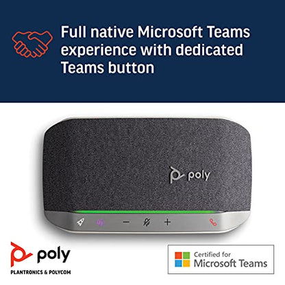 Poly Sync 20+ USB-A Personal Bluetooth Smart Speakerphone (Plantronics) - Connect to Smartphones via Bluetooth - PC/Mac via BT600 Dongle - Works with Teams (Certified), Zoom & More, Black (Renewed)