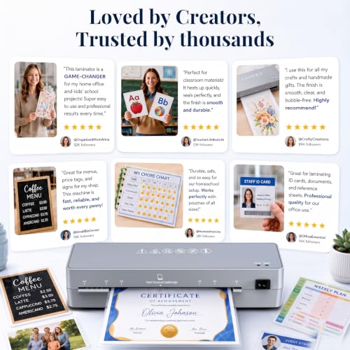 MAXDONE Laminator Machine 9-Inch - 5-in-1 Thermal Laminator Kit | with 50 Laminating Sheets, Fast Warm-Up, Paper Trimmer & Corner Rounder for Photos, Documents, Home, School & Office